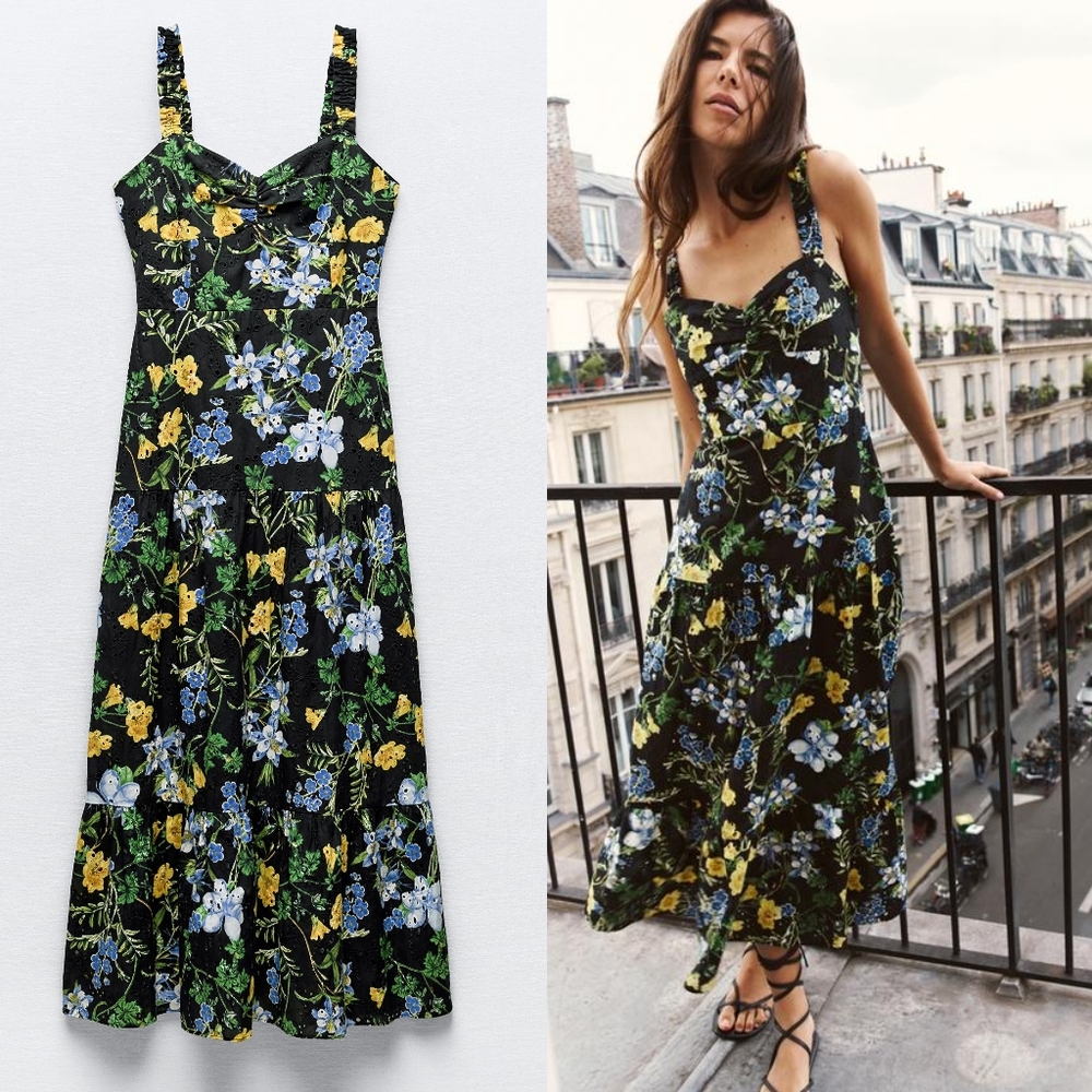 New Zara Midi Floral Printed Dress - 2157/052